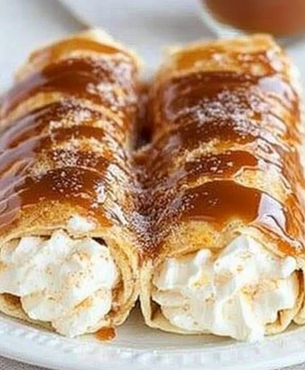 Pumpkin Spice Cheesecake Enchiladas with Caramel Drizzle