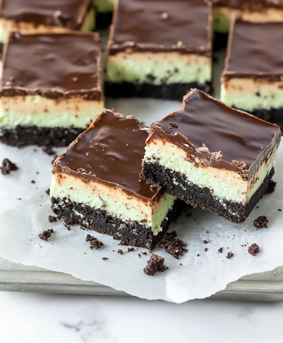Chocolate Mint Cheesecake Bars