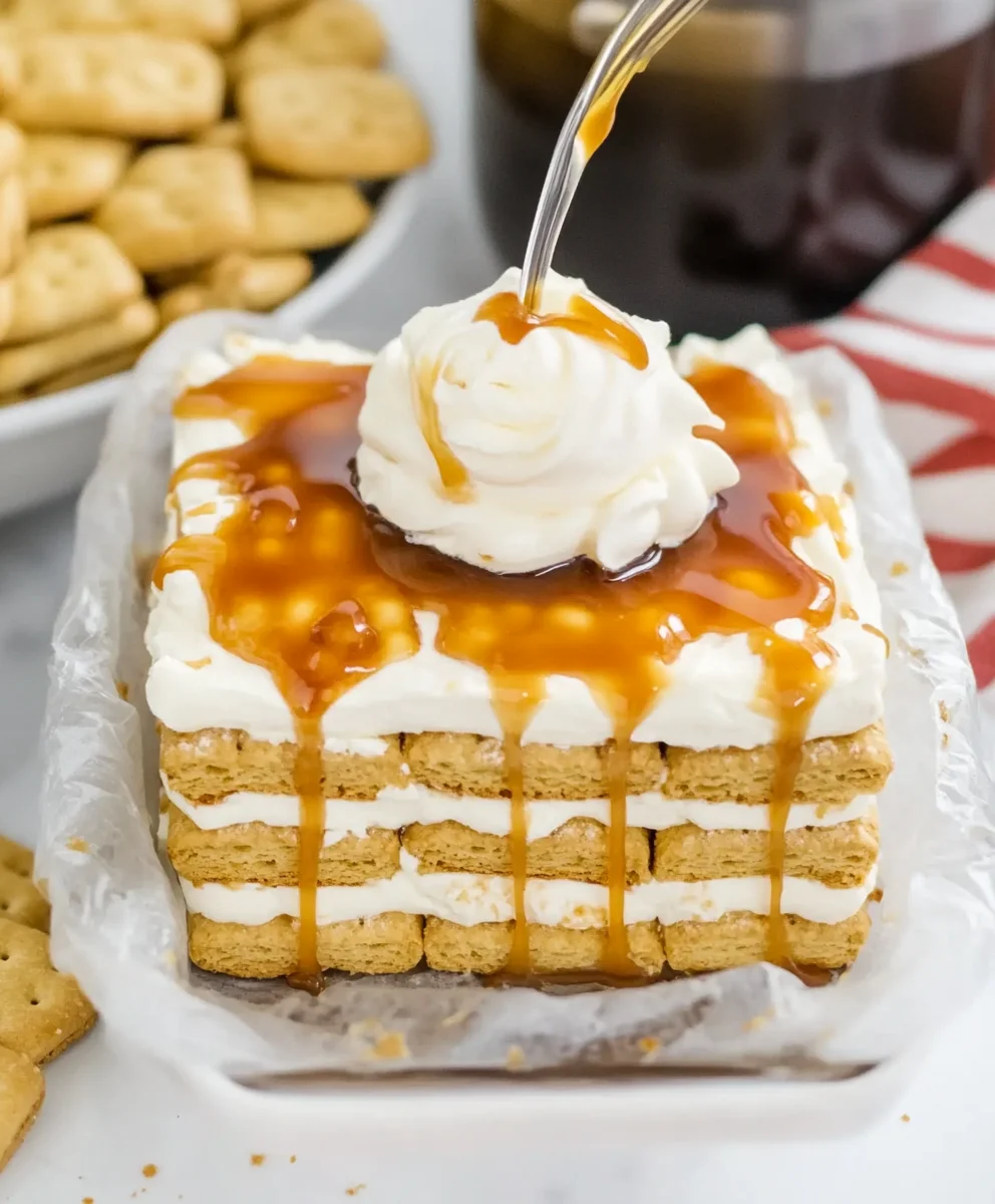 Ritz Cracker Salted Caramel Icebox Cake