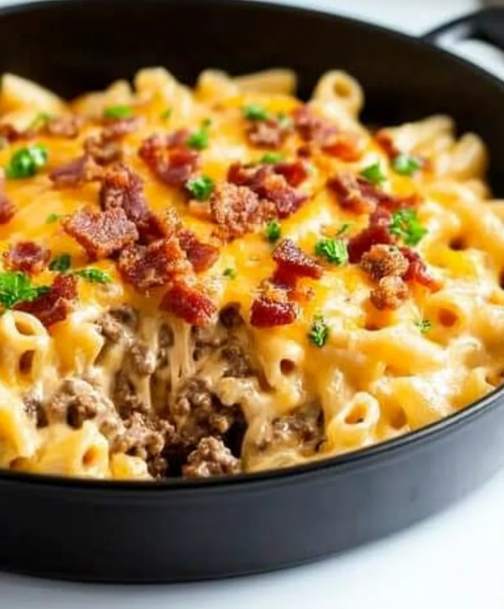 LOADED BACON CHEESEBURGER ALFREDO PASTA