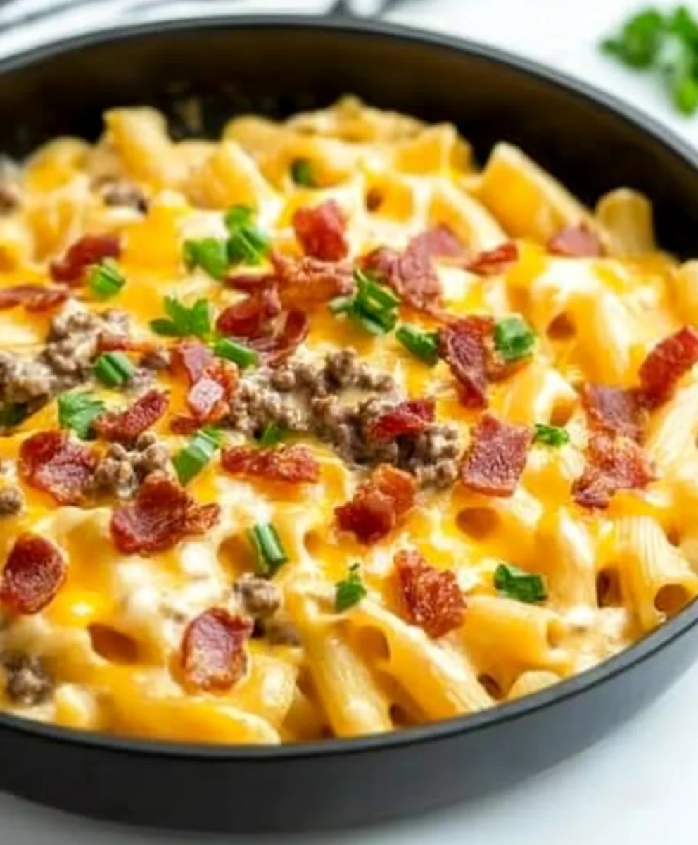 LOADED BACON CHEESEBURGER ALFREDO PASTA