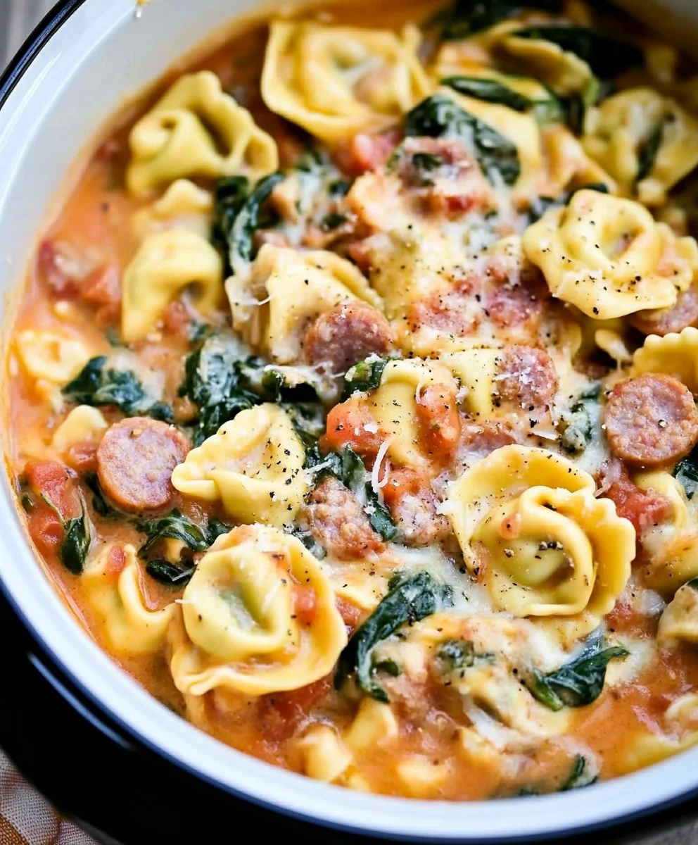 Slow Cooker Sausage and Cheese Tortellini