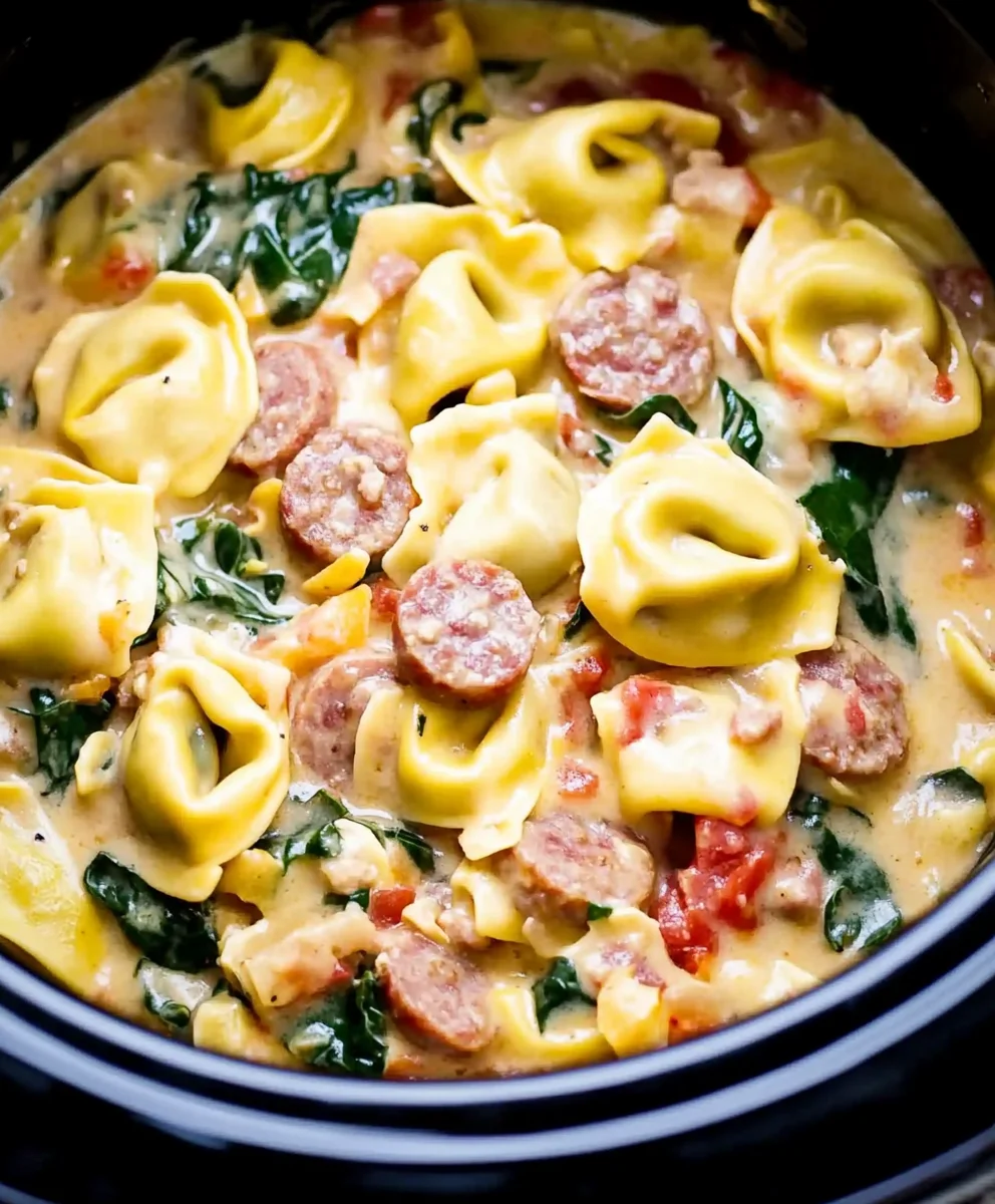Slow Cooker Sausage and Cheese Tortellini