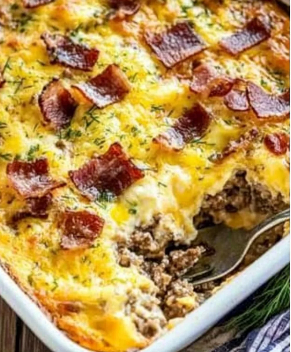 Low Carb Bacon Cheeseburger Casserole