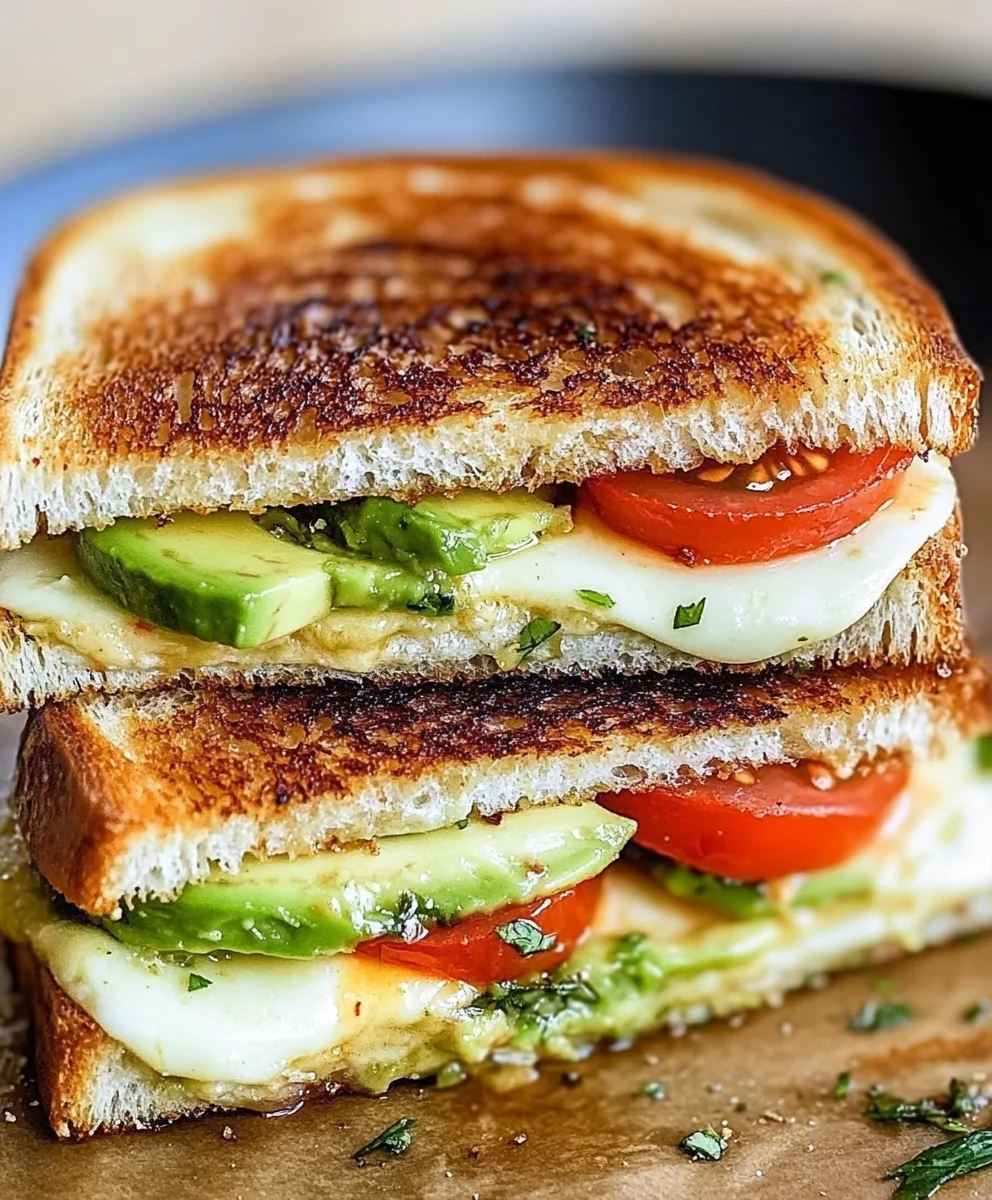 Avocado, Mozzarella, and Tomato Grilled Cheese