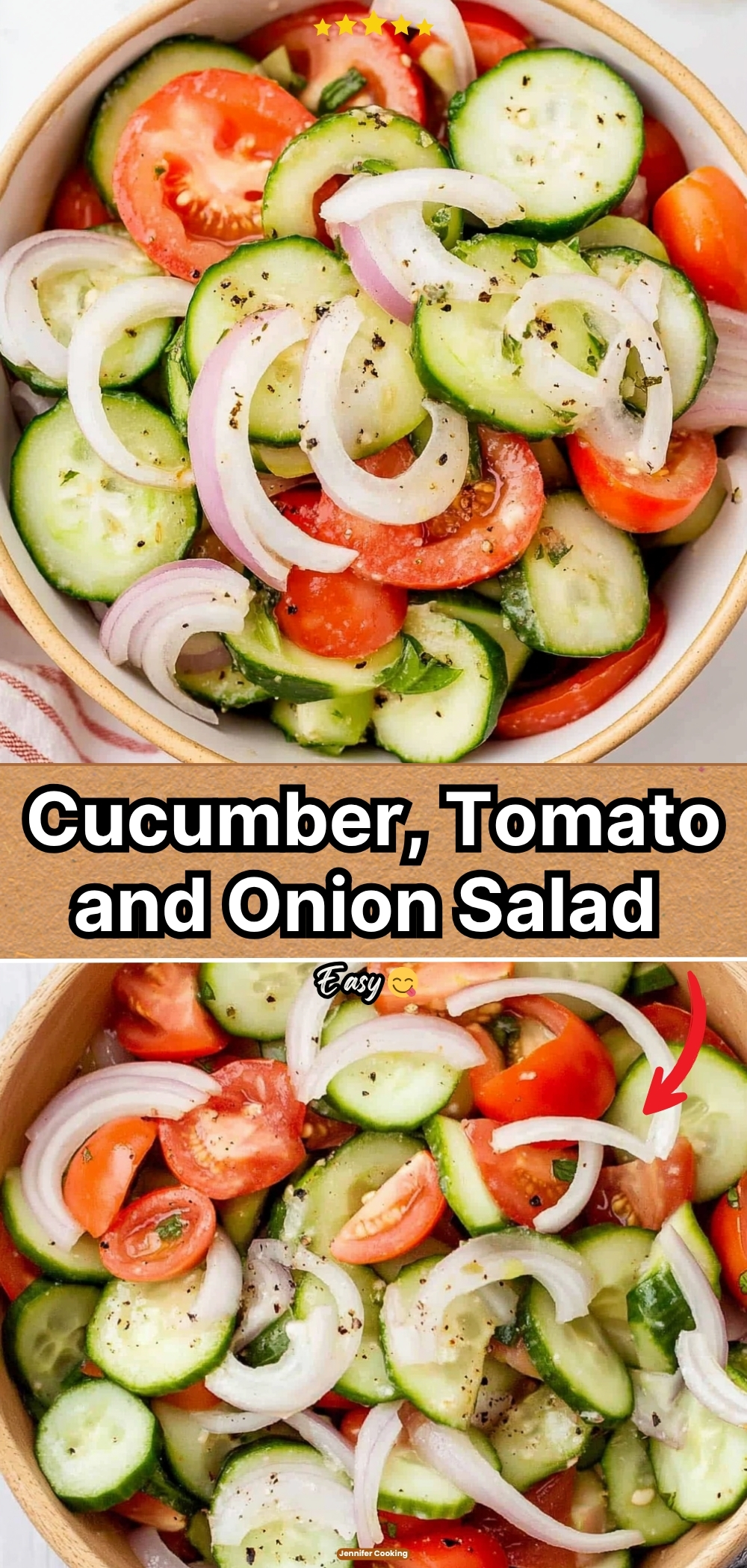 Cucumber, Tomato and Onion Salad (5 Minutes To Assemble)