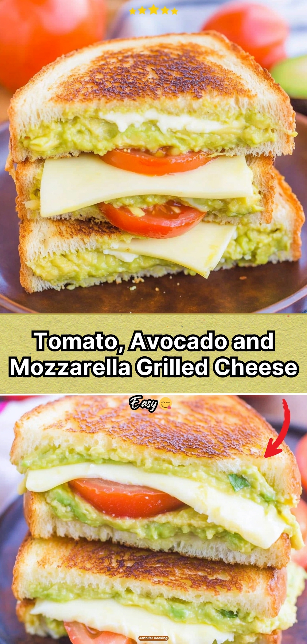 Tomato, Avocado and Mozzarella Grilled Cheese