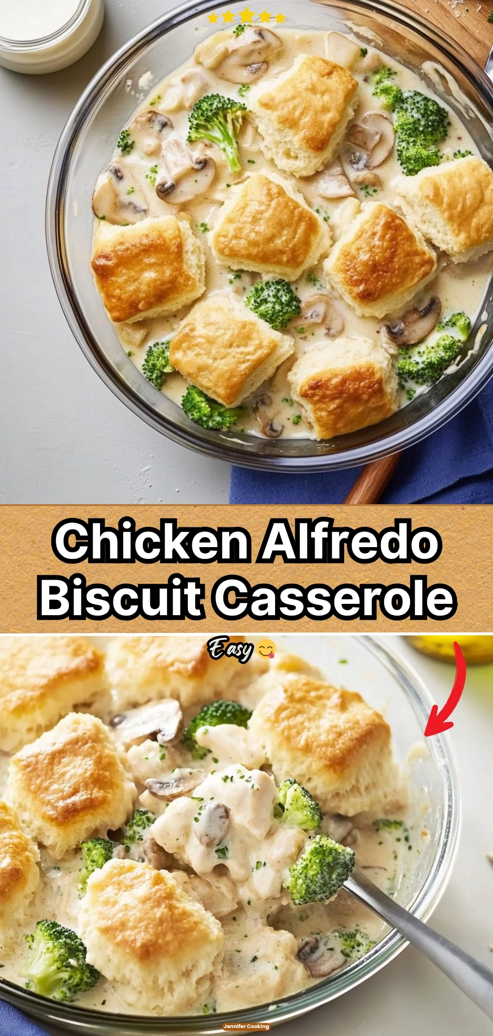 Chicken Alfredo Biscuit Casserole