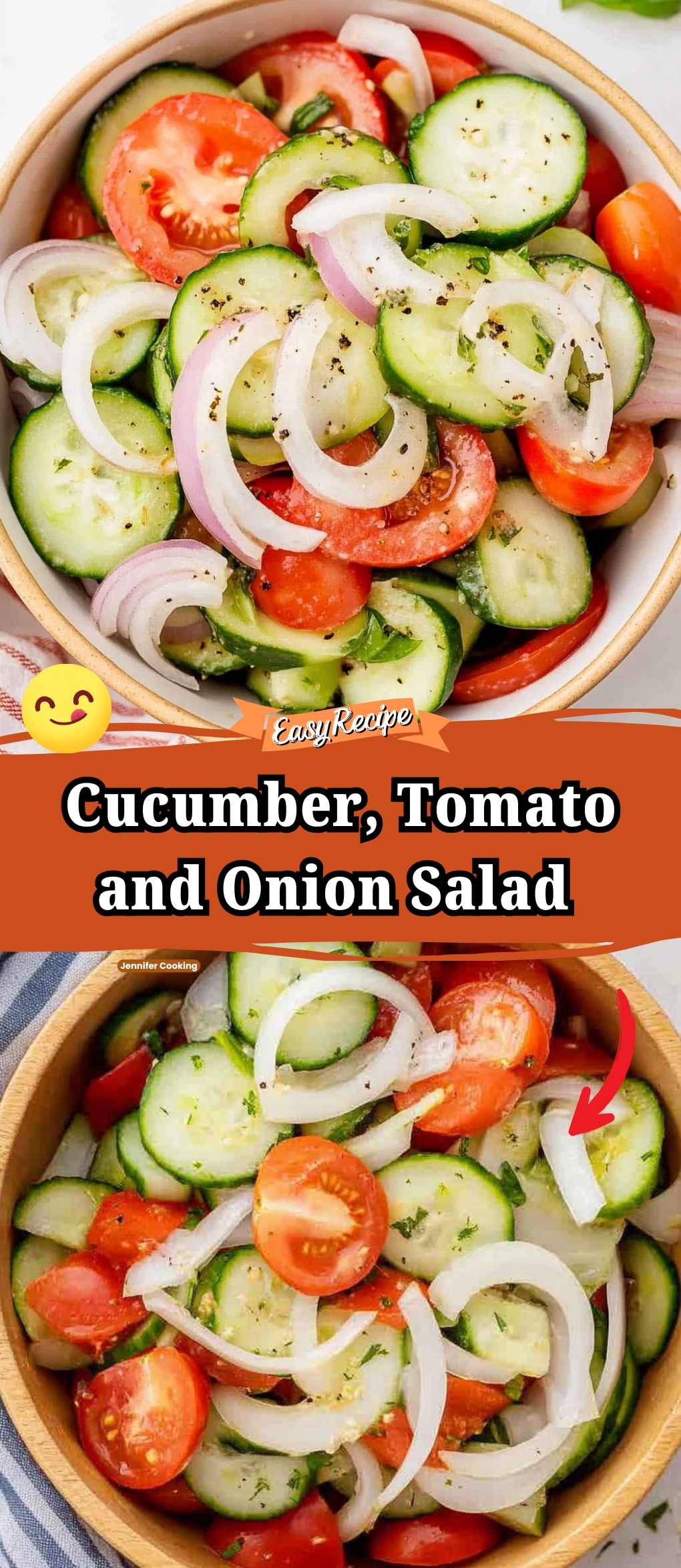 Cucumber, Tomato and Onion Salad (5 Minutes To Assemble)