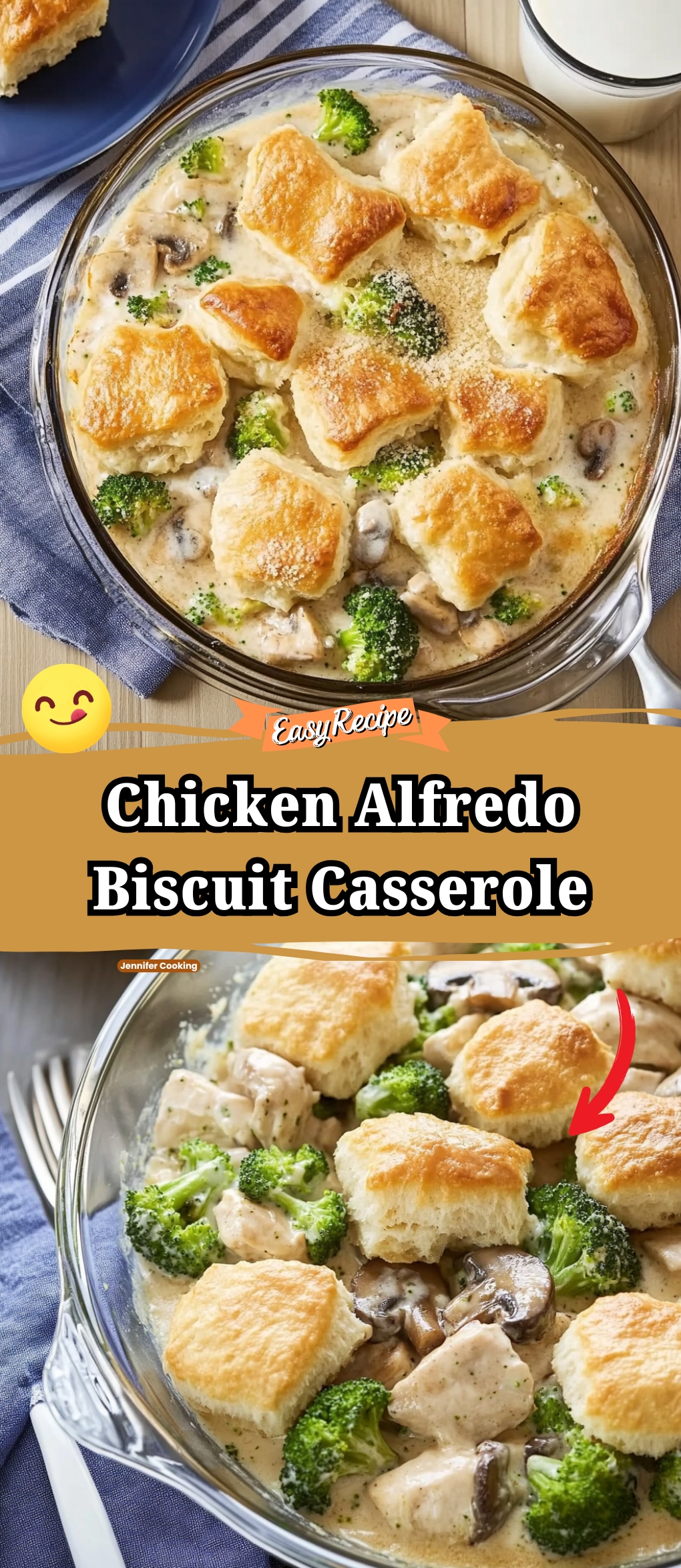 Chicken Alfredo Biscuit Casserole