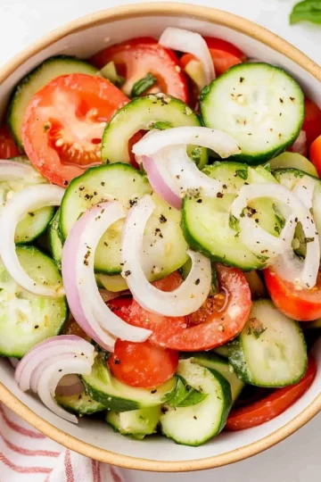 Cucumber, Tomato and Onion Salad (5 Minutes To Assemble)