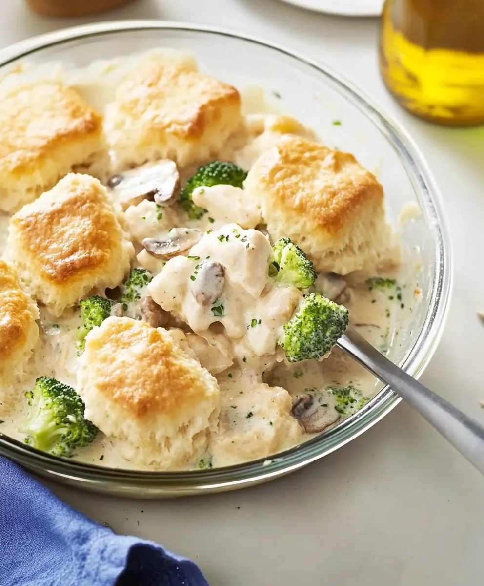 Chicken Alfredo Biscuit Casserole