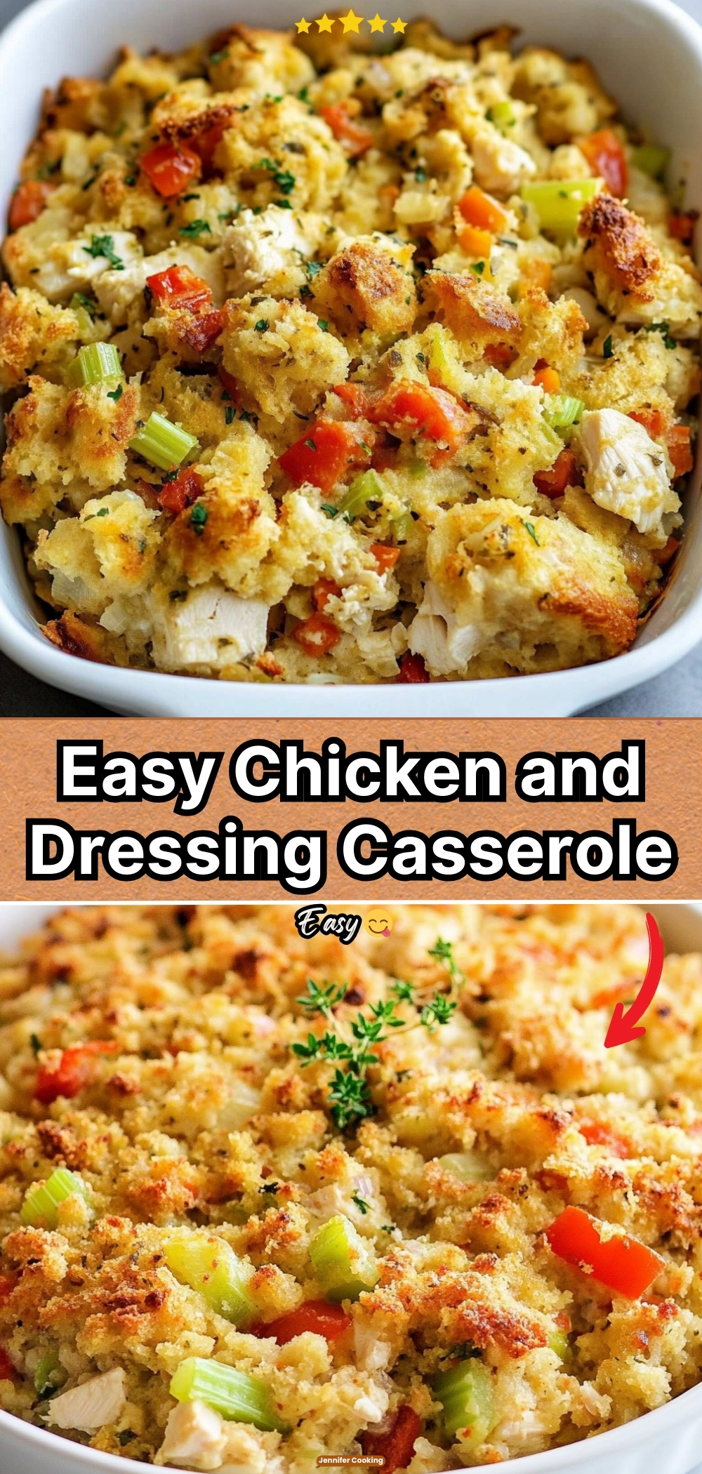 Easy Chicken and Dressing Casserole