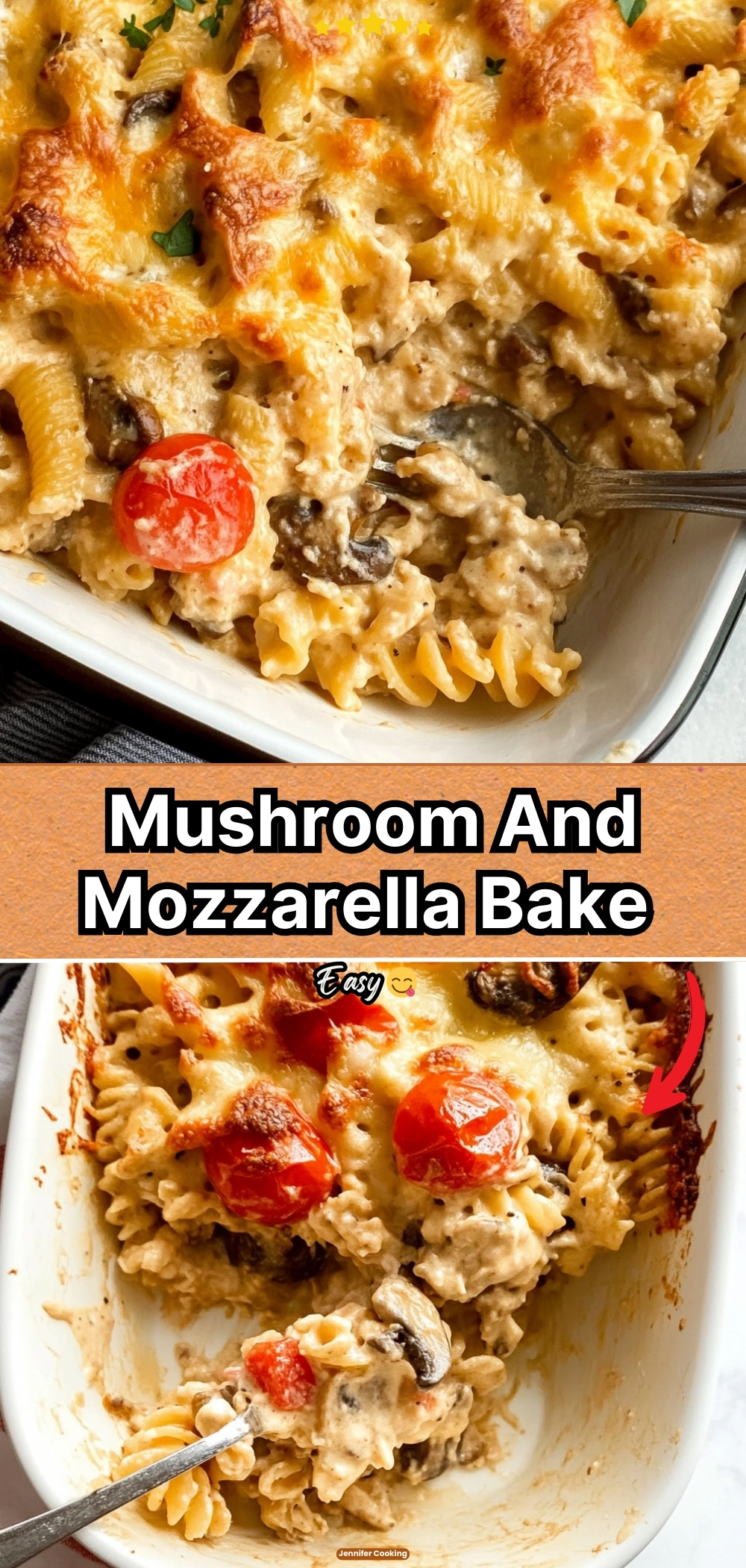 Mushroom And Mozzarella Bake {In A Cheesy Cream Sauce}