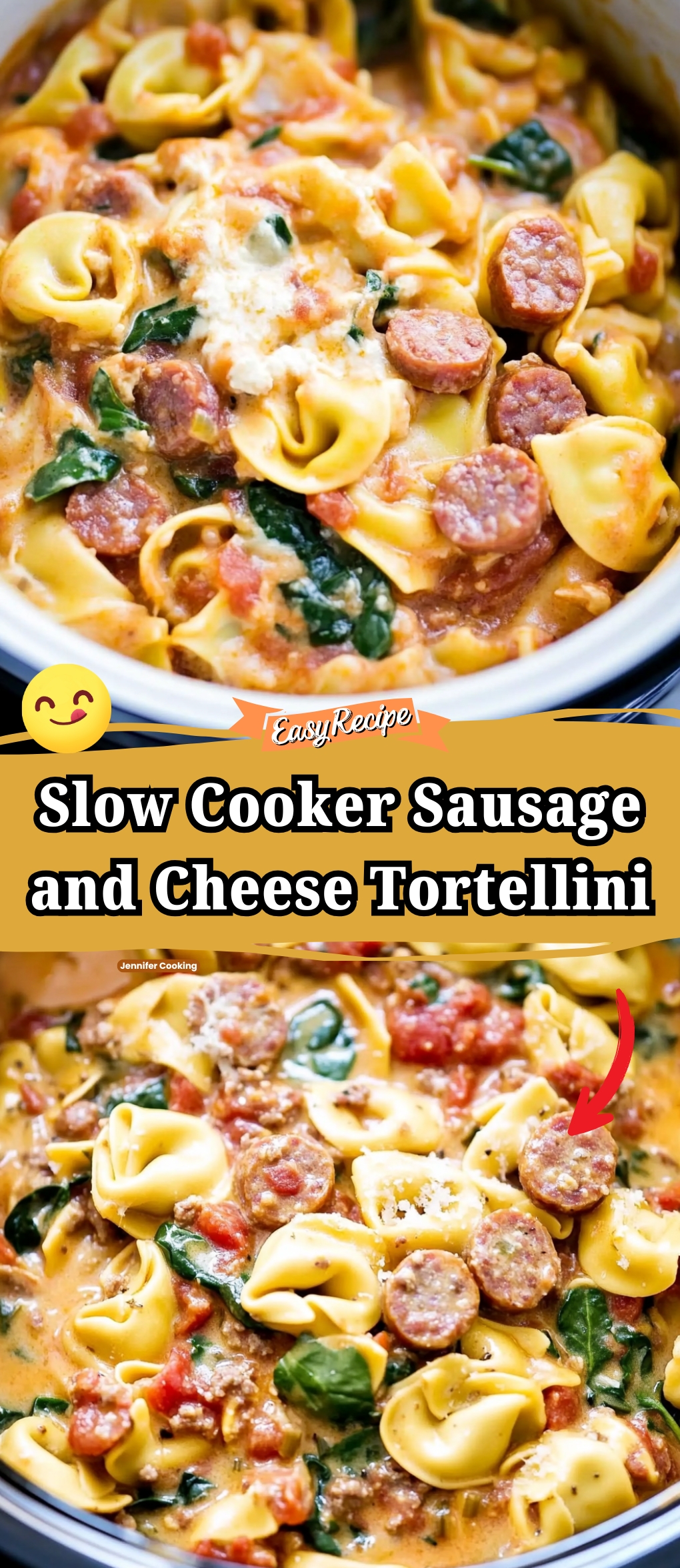 Slow Cooker Sausage and Cheese Tortellini