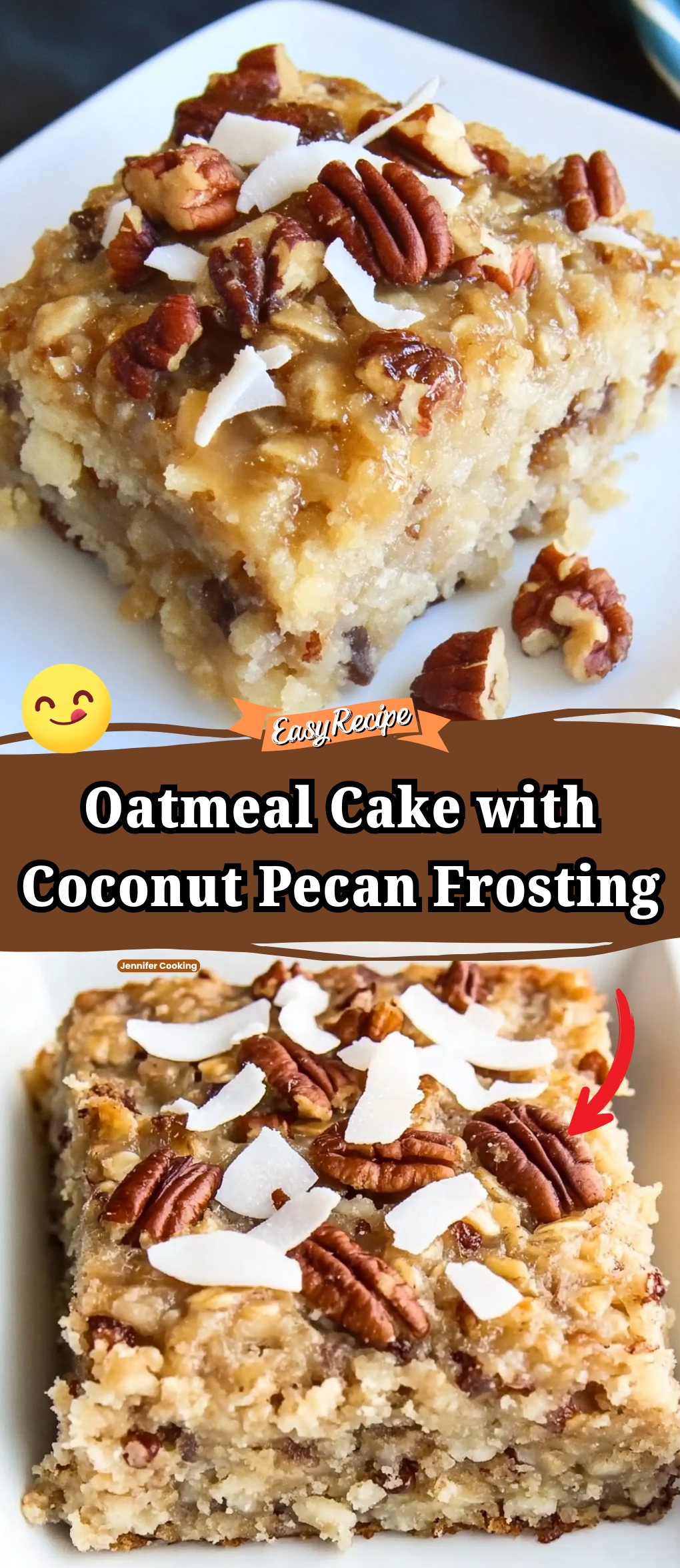 Oatmeal Cake with Coconut Pecan Frosting