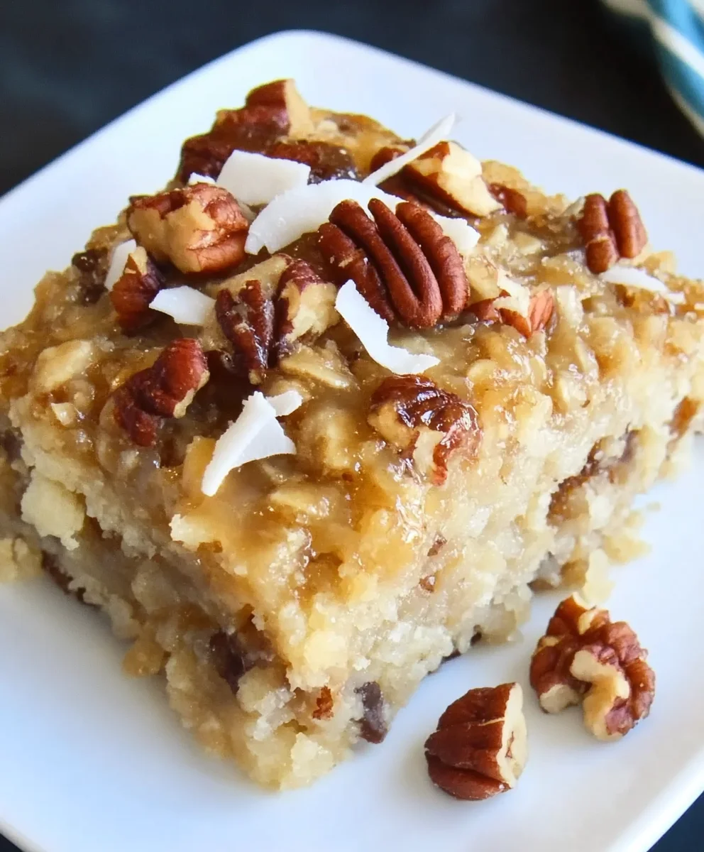 Oatmeal Cake with Coconut Pecan Frosting