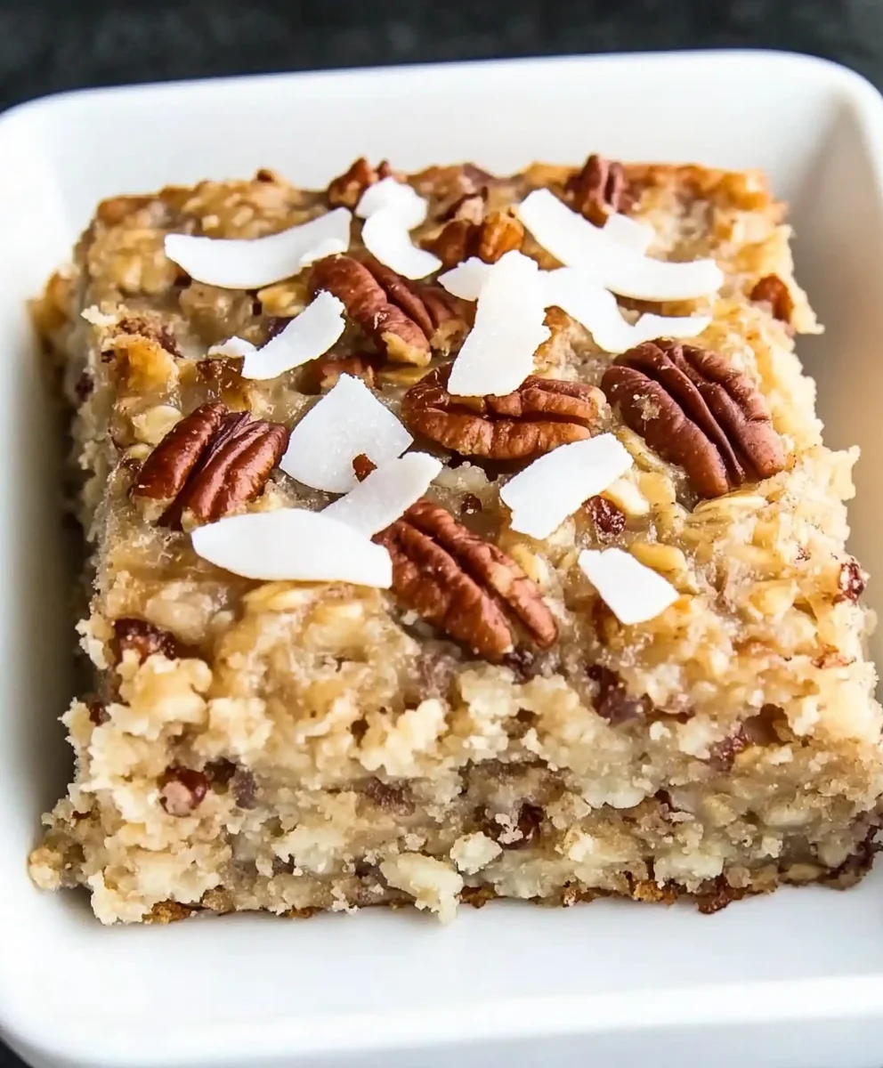 Oatmeal Cake with Coconut Pecan Frosting