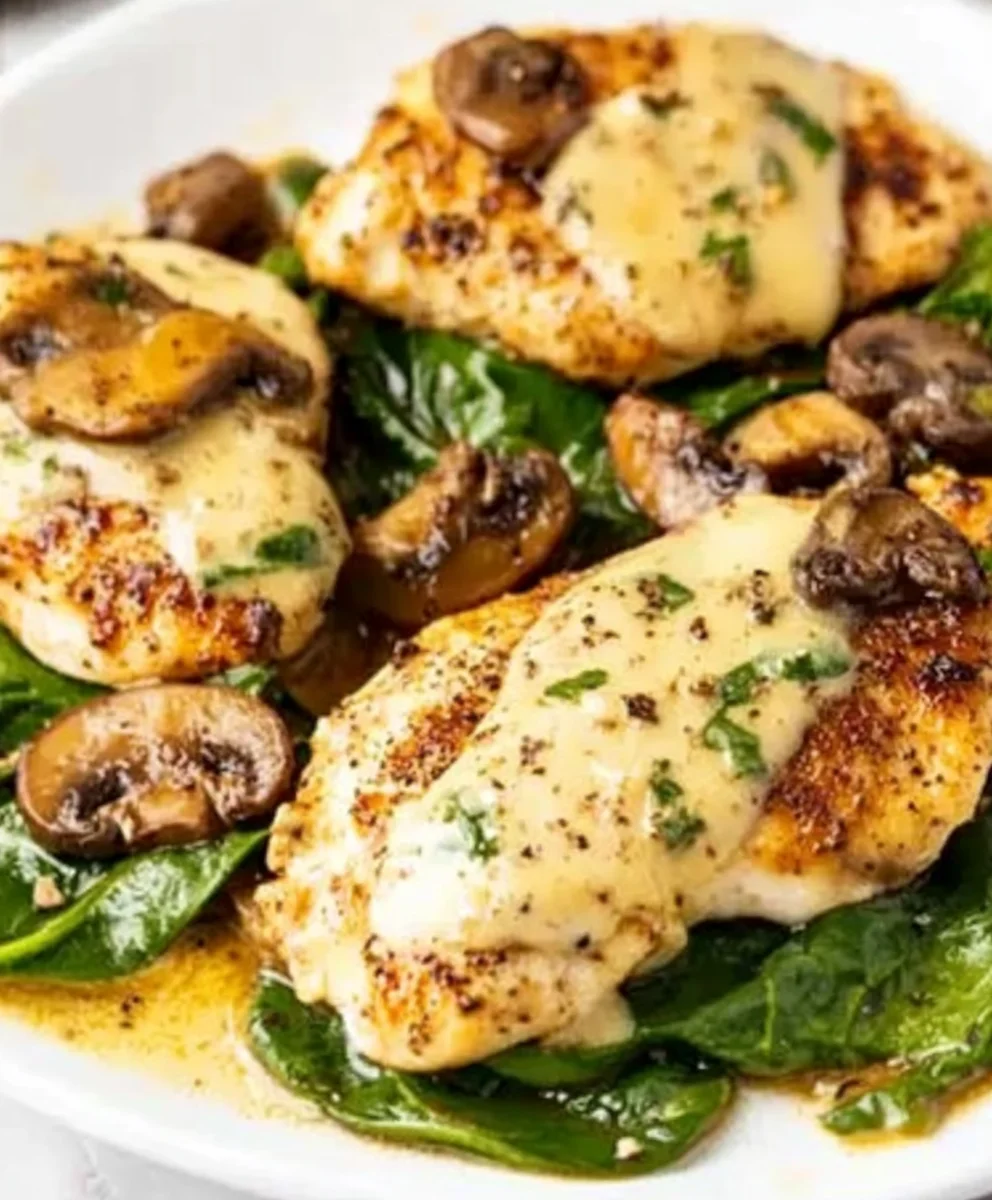 Chicken with Spinach and Mushrooms
