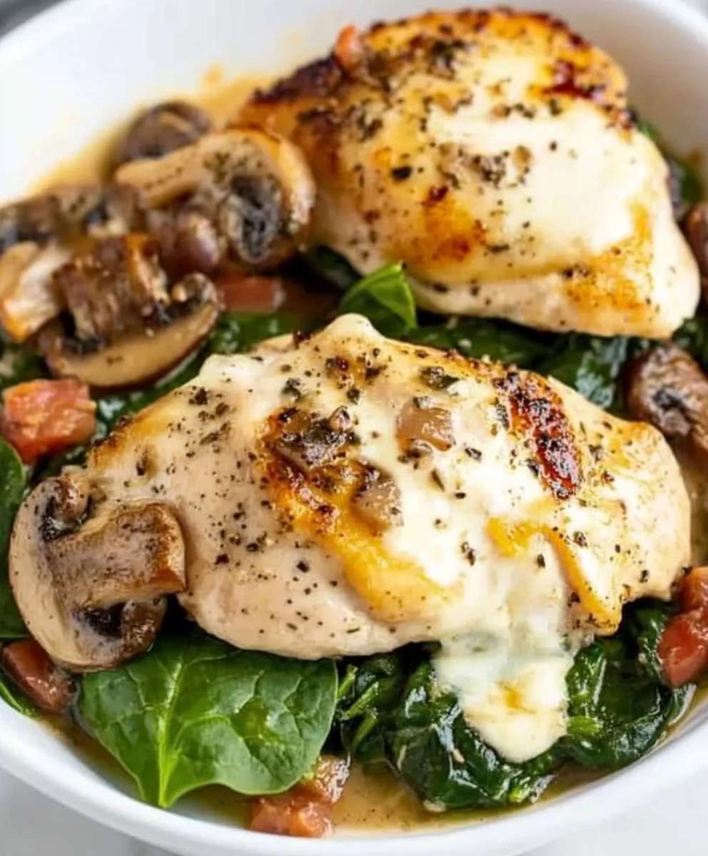 Chicken with Spinach and Mushrooms