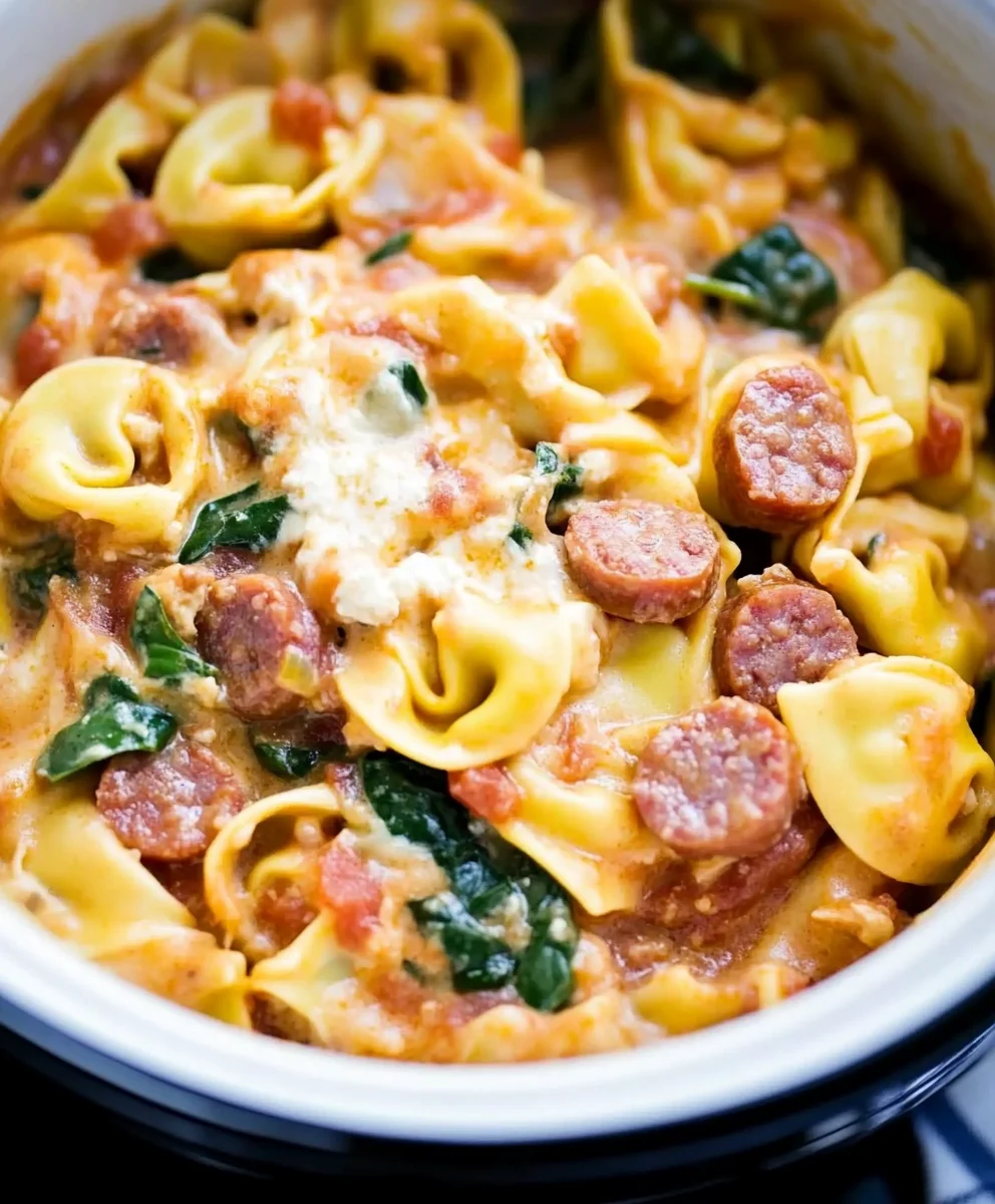 Slow Cooker Sausage and Cheese Tortellini