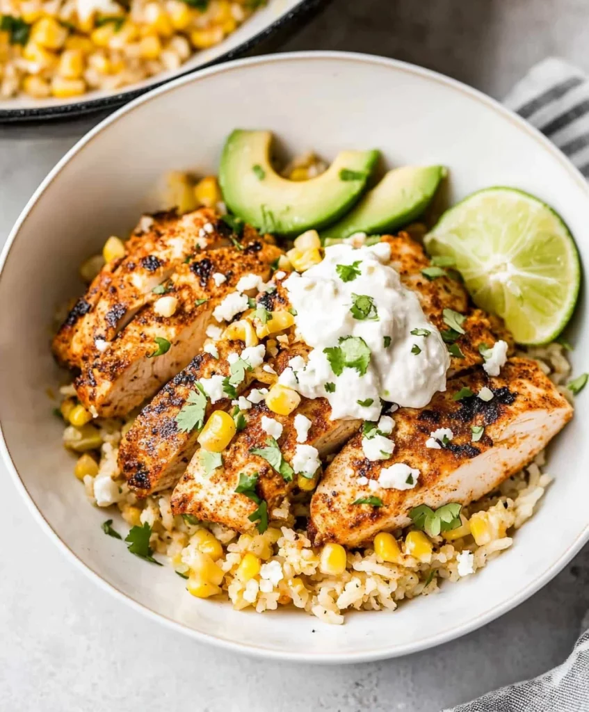 Street Corn Chicken Rice Bowls