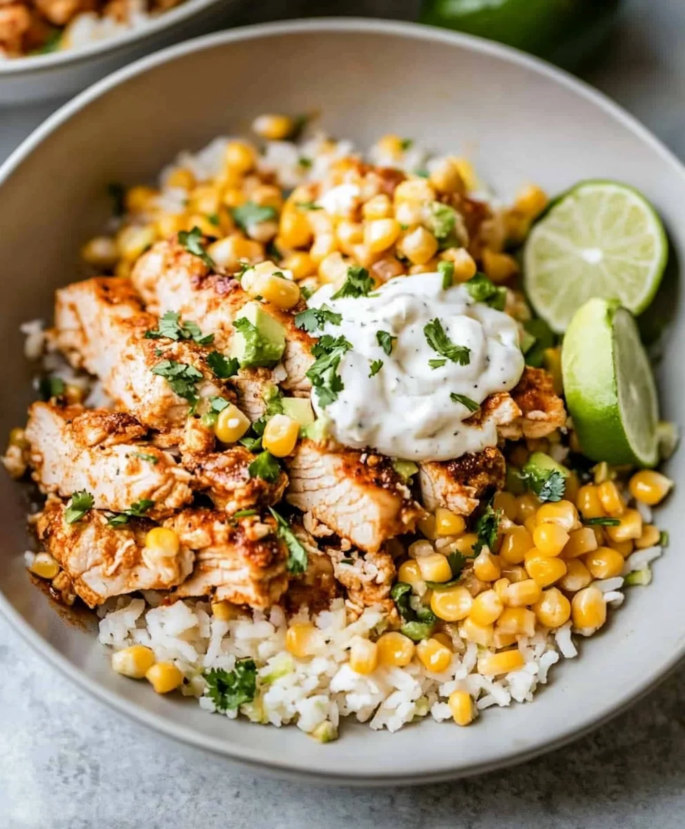 Street Corn Chicken Rice Bowls