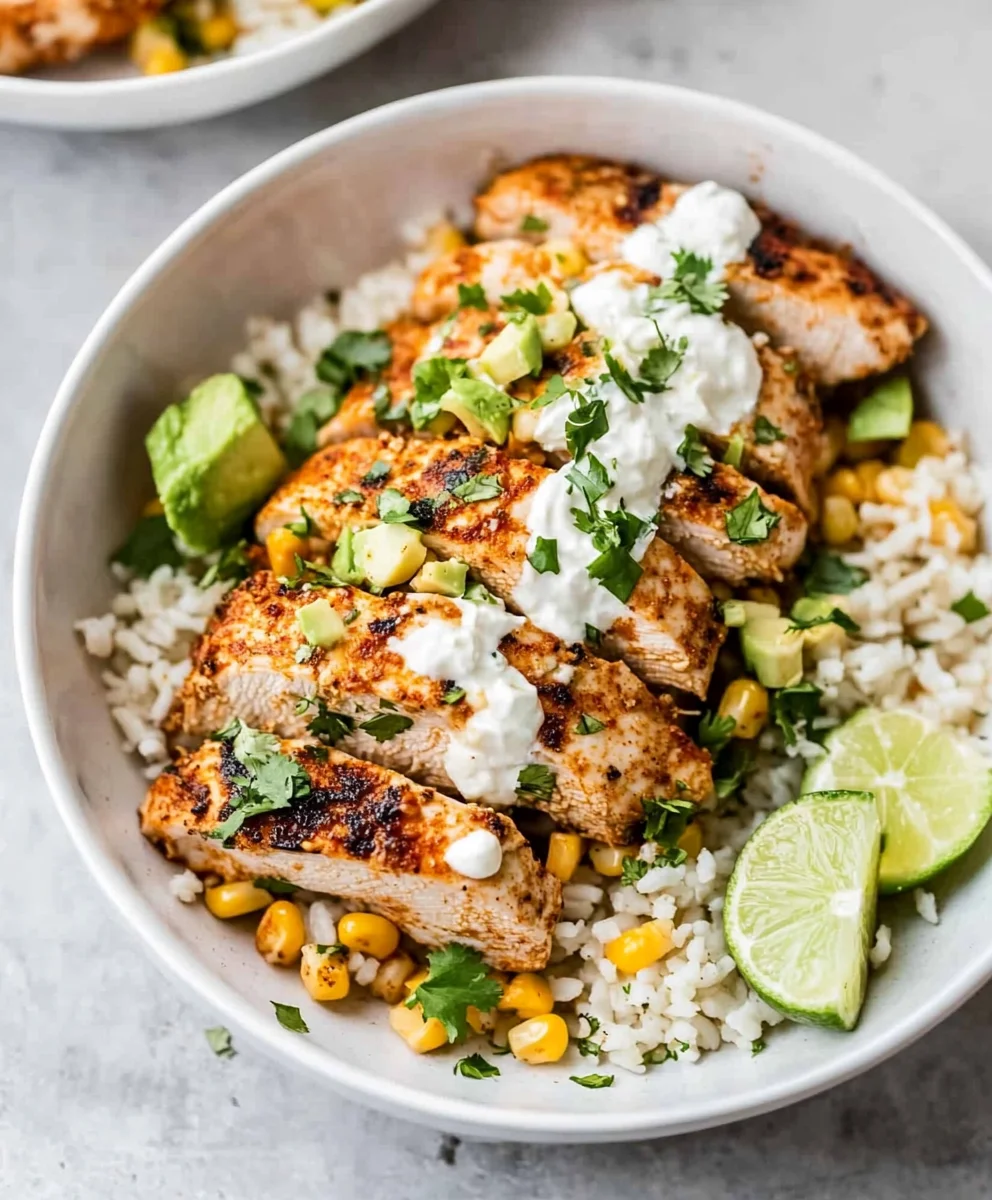 Street Corn Chicken Rice Bowls