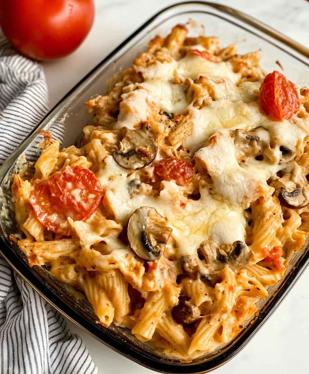 Mushroom And Mozzarella Bake {In A Cheesy Cream Sauce}