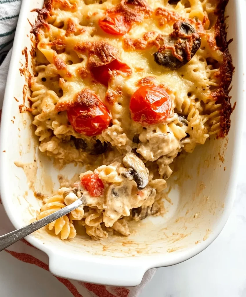 Mushroom And Mozzarella Bake {In A Cheesy Cream Sauce}