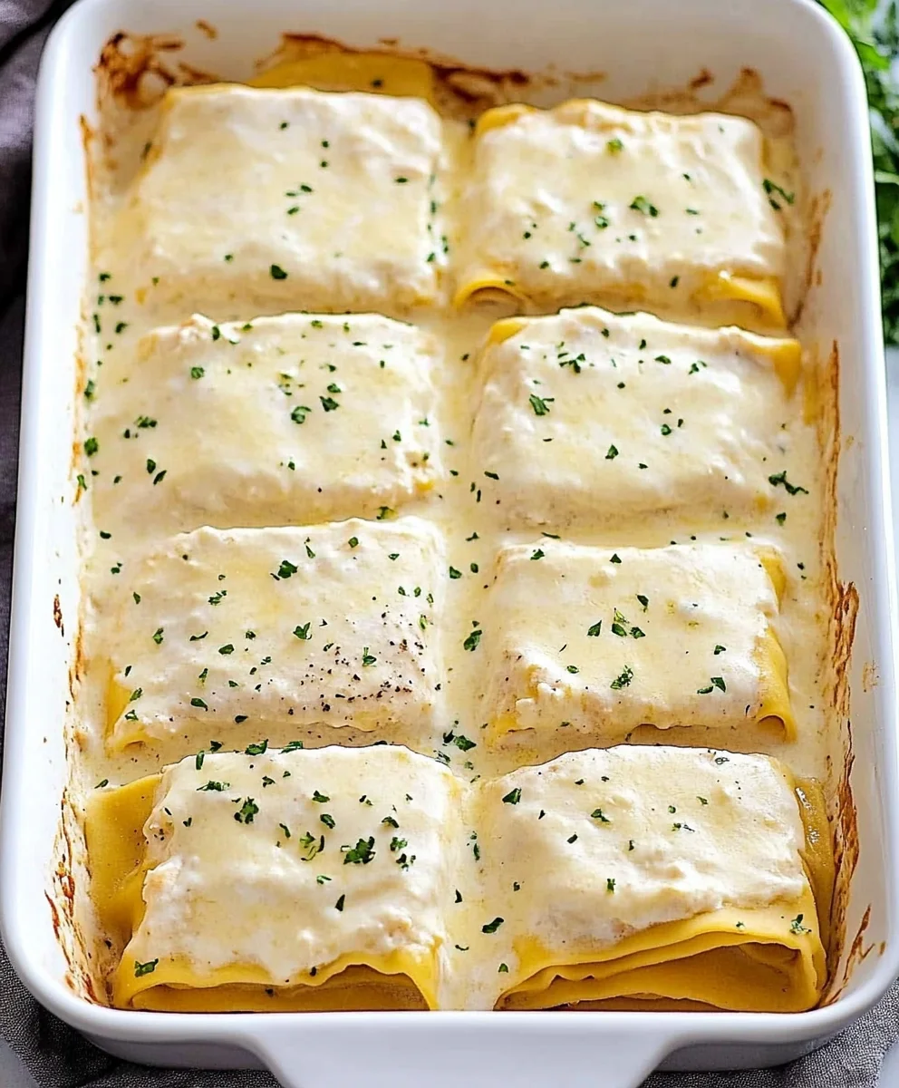 Chicken Alfredo Lasagna Rolls